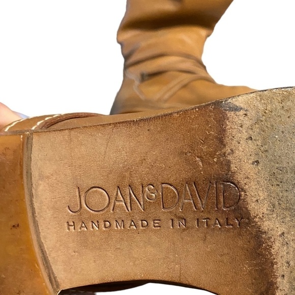 Joan & David Brown Camel Soft Leather Riding Boots Strappy Handmade Italy Sz 6? - Picture 11 of 16